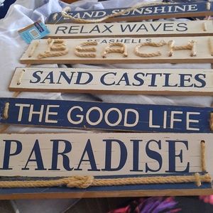 Hanging beach sign